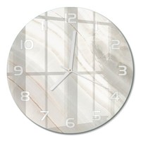 Runde Glas-Wanduhr Aus GehäRtetem Glas Glasuhr Marmortextur WeißE Zeiger Fi30 Cm