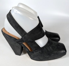 JOHN FLUEVOG On Course Starboard Black Leather Slingback Heels Shoes Size: 8.5