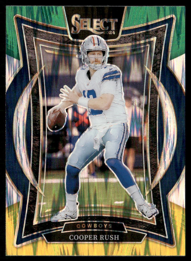 2024 Panini Select #22 Cooper Rush Green and Yellow Prizm Shock