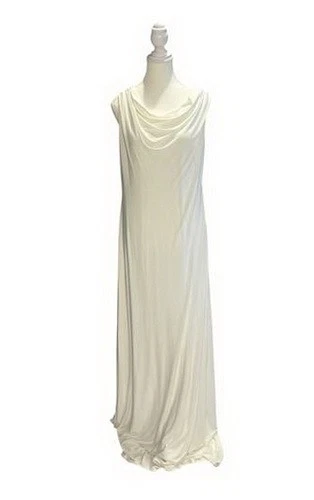 Vestido Hailey Logan marfim jersey corrente frisada capuz costas tamanho 12 $700 - Imagem 2 de 3