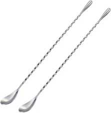 Briout Bar Spoon Cocktail Mixing Stirrers for 12"-Drop Shape, Silver 