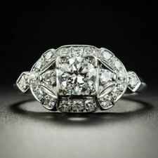 Art Deco 2.20 Ct White Diamond Antique Vintage Wedding Ring 925 Sterling Silver