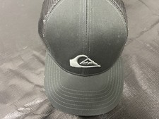QUIKSILVER Gray Charcoal Sewn Logo Hat Cap Trucker Mesh Snapback Curve Brim NEW