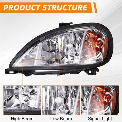 Pair Freightliner Columbia Headlights 1996-2017 Right Left Pair Side Set w Bulbs