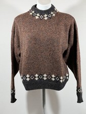 Carol Reed Sweater Women Large Crew Neck Fair Isle Long Sleeve Tight Knit Casual