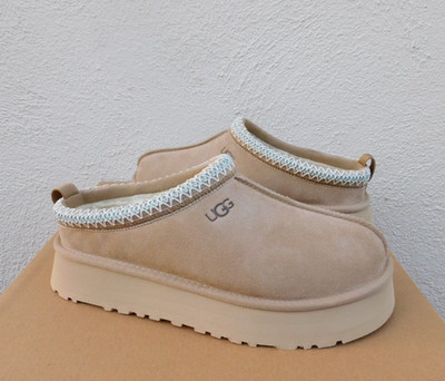 UGG TAZZ SAND/ WOOL SUEDE PLATFORM SLIPPERS SHOES, WOMEN US 9/ EUR 40 ~NIB