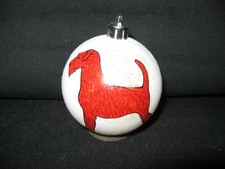 NEW HANDPAINTED IRISH TERRIER UNBREAKABLE WHITE CHRISTMAS ORNAMENT 2 1/2"