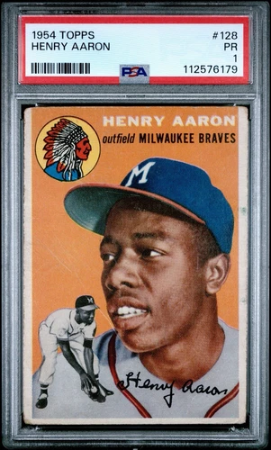 HANK AARON 1954 TOPPS PSA 1 ! *FRESHLY GRADED ! *DEAD CENTERED ! BEAUTY ! HOFER