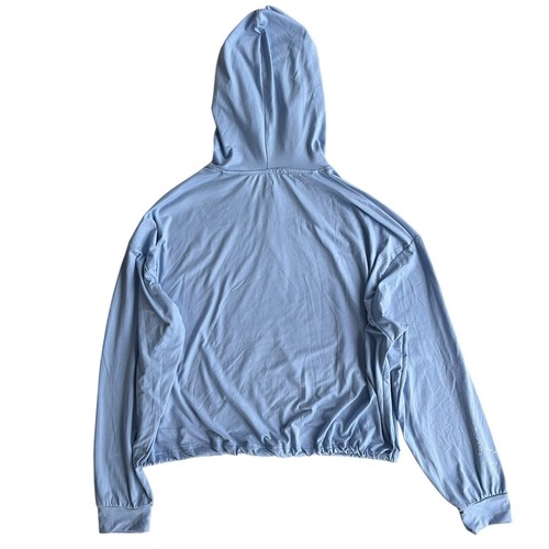 Charlotte Russe Womens S Light Blue Star Gazer Galaxy Crop Drawcord Waist Hoodie - Picture 3 of 20