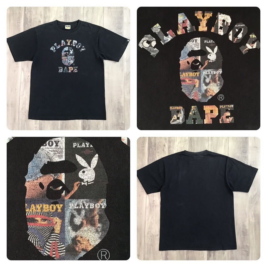 BAPE × Playboy college logo T-shirt Black A Bathing Ape Size XL | eBay