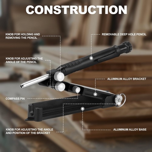Multi-function Scribe Tool Aluminium Alloy Scribing Tool with Carpenter Penci... - Picture 7 of 7