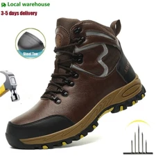 Mens Waterproof Safety Steel Toe Shoes Work Boots Industrial Anti-Slip Work shoe