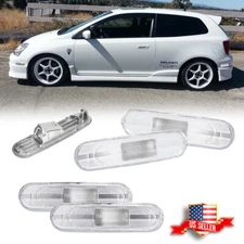 4PCS Chrome Front+Rear Bumper Side Marker Light For 02-05 Honda Civic Si EP3 3DR