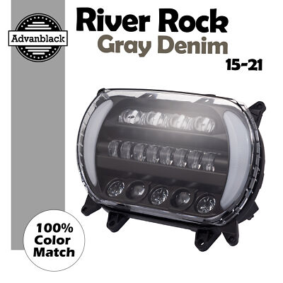 River Rock Gray Denim ''ATTACK'' LED Headlight For FLTR Harley Road Glide 15-21