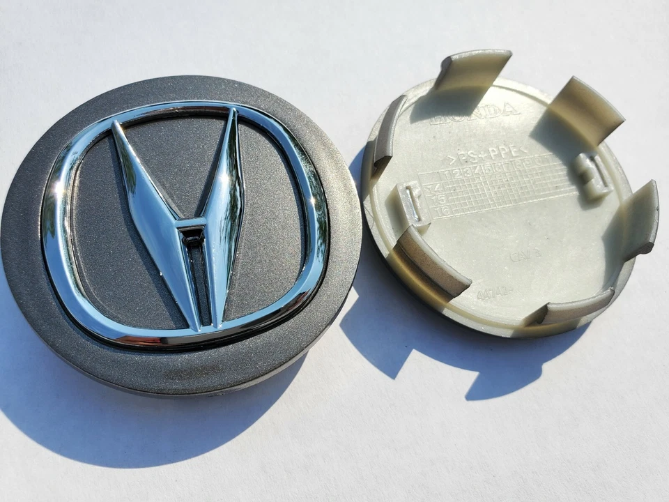 ACURA Set Of 4 Gray-Chrome Wheel Center Caps 69MM - Satisfaction Guaranteed Foto 4 de 4