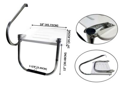 Pactrade Marine Boat Universal Fiberglass Swim Platform Under Mount 1Step Ladder