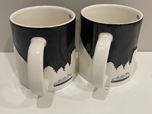 PAIR Starbucks Seattle City 3D Relief Collector Series 2012 Coffee Cup Mugs 16oz - Picture 4 of 6