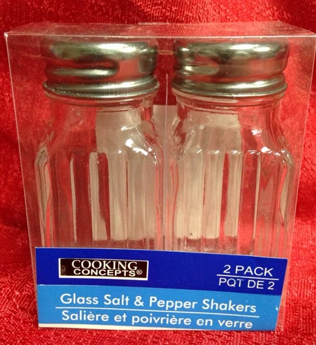 Cooking Concepts Glass Salt & Pepper Shakers Square 3.5" - Metal Twist off Top