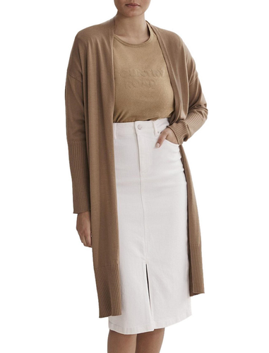 Country Road Verified Australian Merino Wool Cardigan size medium tan fine knit - Picture 4 of 13