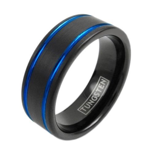 Silly Kings 8 mm blau Wolfram Ehering Herren & Damen Karbid Ring NEU * - Bild 9 von 12