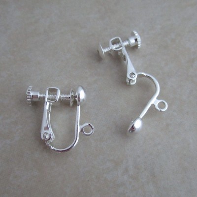 6 Pairs Copper Ear Clip On Screw Earrings Hook Earwire DIY Finding With Loop