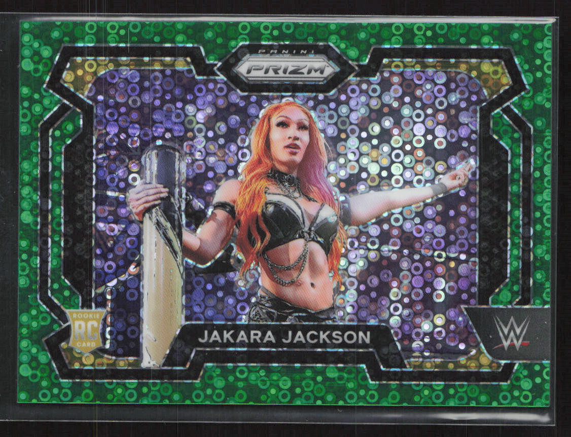 2024 Panini Prizm WWE Green Under Card Prizm /49 Jakara Jackson Rookie RC