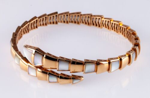 Bulgari Bvlgari 18k Rose Gold Serpenti Coil Bangle Bracelet with MoP Inlay - Picture 2 of 7
