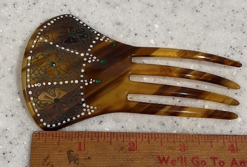 Antique Art Deco Hair Comb~Faux Tortoise Shell~Embellished~Vanity**READ** - Picture 6 of 7