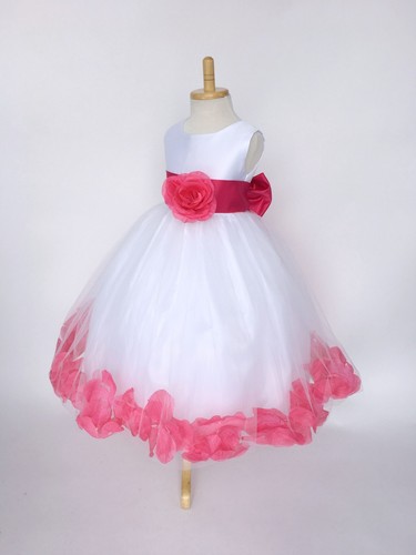 Flower Girl White Tulle Rose Petal Dress Purple Summer Spring Holiday Party #24 - Picture 7 of 178