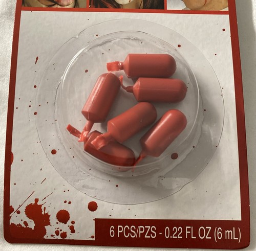 Blood Capsules 6 capsules Fake Blood Pill Vampire Horror Trick for Halloween New - Bild 2 von 3
