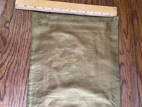 VINTAGE CHINA SILK EMBROIDERED PANEL BIRD BRANCH SQUARE (L) - Picture 2 of 2