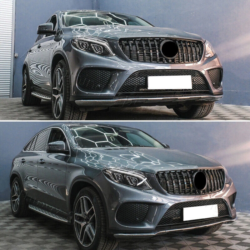 For Mercedes Benz W166 2016-2019 GLE350 GLE400 Front Grille GT Style Gloss Black Foto 4 de 4