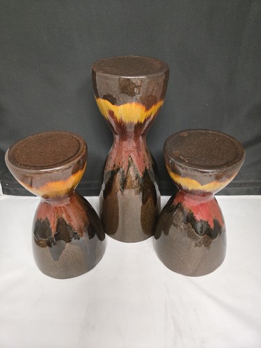 Vintage Pier 1 Imports Pillar Candle Holder Set Crackle Glaze Ceramic Gorgeous - Picture 5 of 13