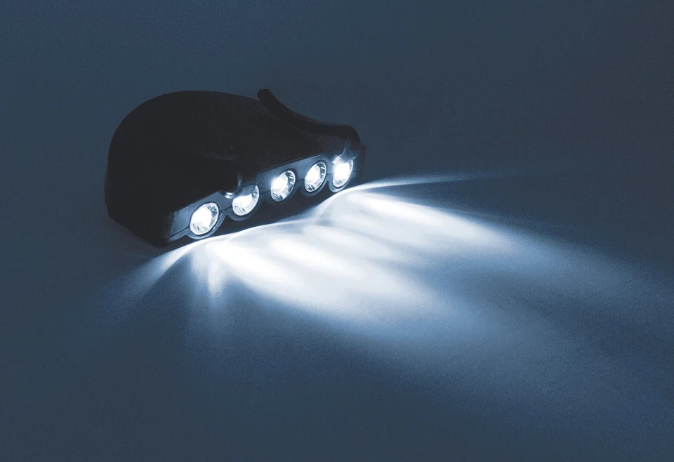 Linterna de Cabeza 5 LED con Clip Pesca Camping Lámpara Gorro Gorra Boyz Toys - Imagen 2 de 3