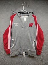 Adidas Womens Wisconsin Badger Deep V Neck Hoodie Sweatshirt in Size Small