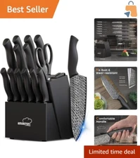 Elegant 5-Piece Professional Knife Set with Built-in Sharpener & Kitchen Shears