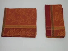 (4) Cotton Park Cottage 100% Cotton Napkins ~ Acorn Bloss ZigZag 18" x 18" NEW