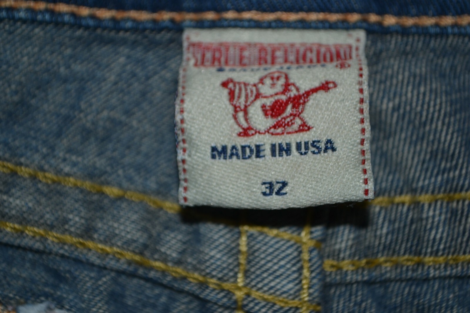 True Religion Women's Straight No Pocket Flaps Blue Denim Jeans Sz 32x30 thumbnail 9