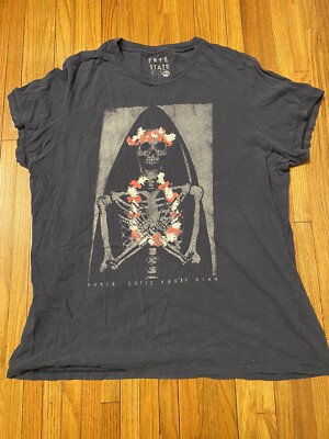 Free State Navy Blue Shred Until You re Dead Skeleton Womens Size XXL