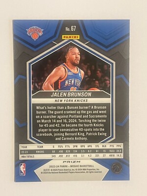 2023-24 Panini Mosaic Basketballs Blue Przim Jalen Brunson #67 | eBay
