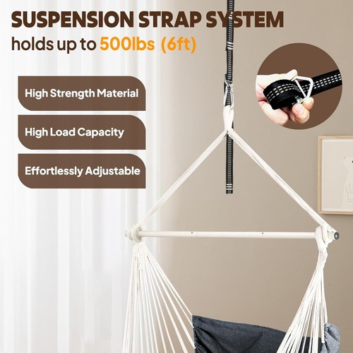 Chihee Hammock Chair Hanging Chair with Foot Rest 2 Cushions Max 500lbs Robust M - Picture 5 of 6