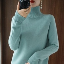Lady Fashion Turtleneck Cashmere Sweater Jumper Long Sleeve Thick Pullover