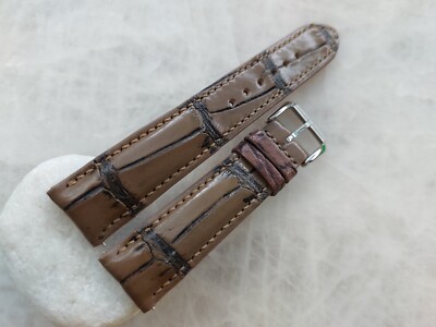 20mm/18mm Brown Alligator Crocodile Print Leather Watch Strap