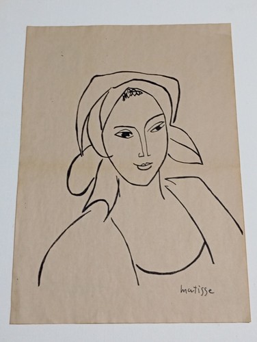 HENRI MATISSE Drawing On Paper (handmade) Signed And Stamped Vtg Art - Picture 2 of 7