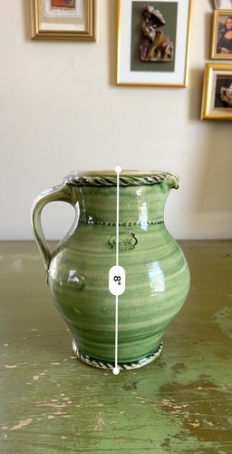 G.Wolff & Co 2002/4 Hand Thrown Pottery Large Glazed Green Pitcher (RARE) - 第 6/11 張圖片