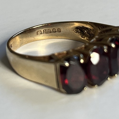 9ct Gold Garnet Ring 3.43g Vintage 4 Stone Hallmarked 9k 375 Size L US 5.75 - Picture 9 of 15