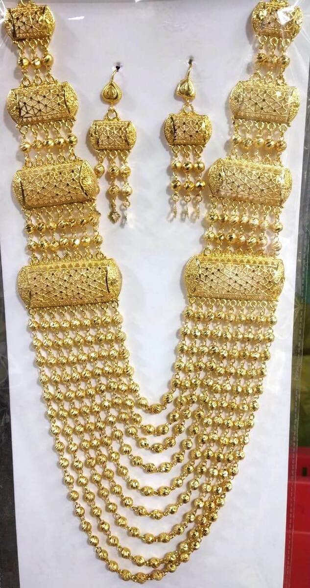 Wedding Wear Golden GOLD PLATED LONG NECKLACE SET, Size: 30' at Rs 1200/set  in Mumbai