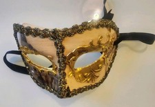 Black Gold Women Half Face Venetian Mask Masquerade Women Party Halloween EUC
