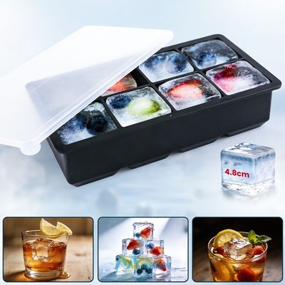 Silicone Big Ice Cubed Maker Large Cube Square Tray Molds Whiskey Ball Cocktails