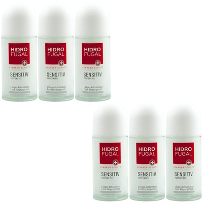 Hidrofugal Sensitiv Deo Roll On 6 x 50ml gegen Körpergeruch Deodorant parfümfrei
